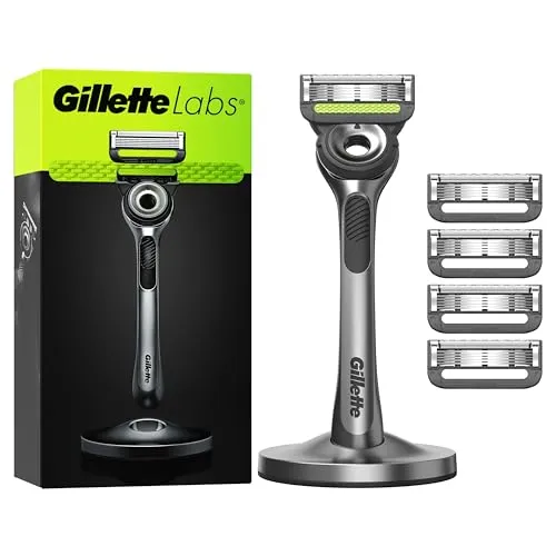 Gillette Labs Nassrasierer Herren, Rasierer mit Reinigungs-Element + 5 Ersatzklingen, Geschenk für Männer, Premium-Magnetdock