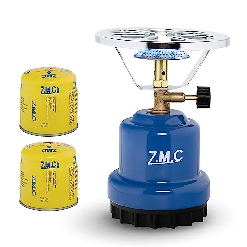 Z.M.C Campingkocher + 2x Gaskartuschen 190g, tragbarer Gaskocher für Camping 1110 W, Kohleanzünder Outdoor, Kartuschenkocher für Stechkartusche, ideal für Camping, Reisen & indoor, Outdoor-Abenteuer