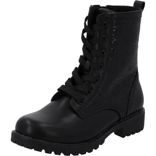Palado Stiefeletten Mädchen Kids Reylee G – stylische Boots - leicht gefütterte Stiefel - modische Schnürstiefel Schwarz EU39
