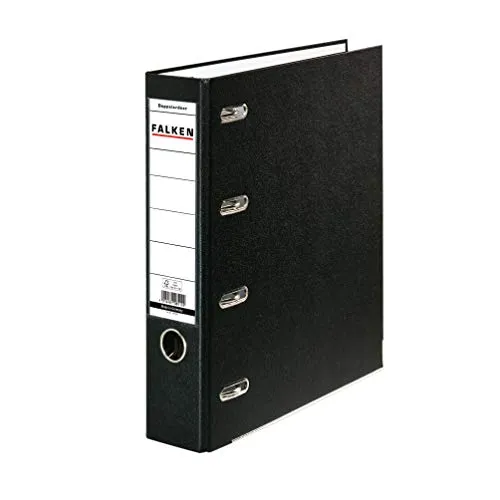 Falken 11285343 PP-Doppelordner A4 - Schwarz - 10x PP-Doppelordner mit 70mm Rücken und Einsteckschild, ideal für eine übersichtliche und stilvolle Ablage von Dokumenten.