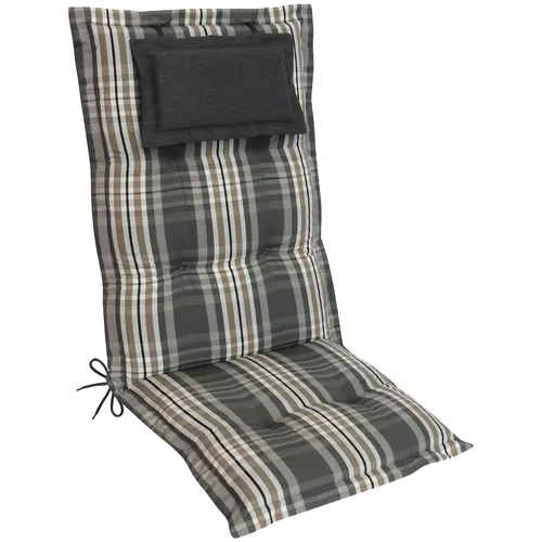 Herlag Hochlehnerauflage Ava mit Kopfpolster - Gartenstuhlauflage mit abnehmbarem Kopfpolster, ideal für Komfort und Stil im Garten. Maße: 123x50x9cm, OEKO-TEX® zertifiziert.
