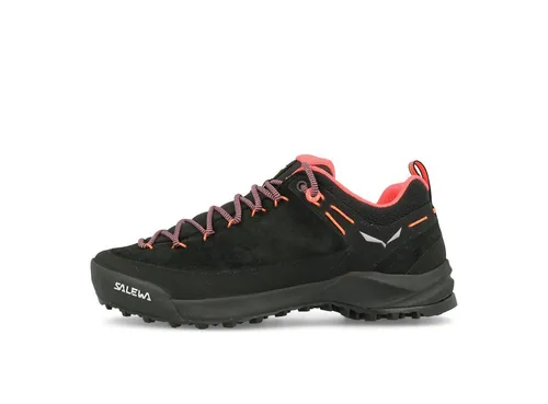 Salewa WS Wildfire Leather Damen Outdoorschuh - Black Fluo Coral EUR 41 - Wanderschuhe für sportliche Bergwanderungen, aus hochwertigem Leder mit Stoßkante und 3F-Fersenfixierung für hohe Stabilität und passgenauen Sitz.