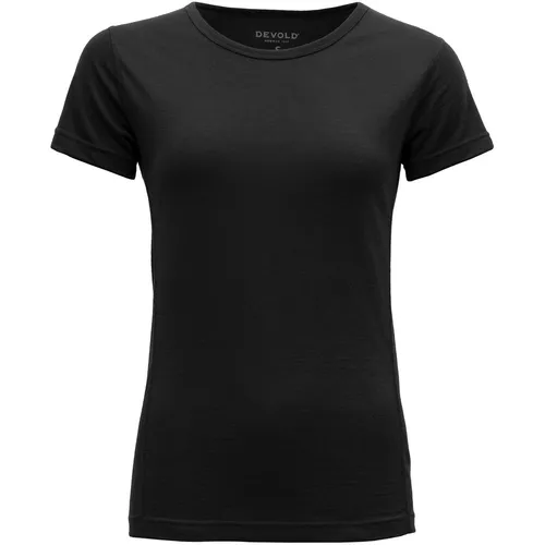 DEVOLD Breeze Merino 150 T-Shirt Wmn - Funktionsshirt für Damen in Schwarz XS - Hochwertiges Funktionsshirt aus 100% Merinowolle, atmungsaktiv und geruchsresistent – ideal für aktive Tage und Reisen.