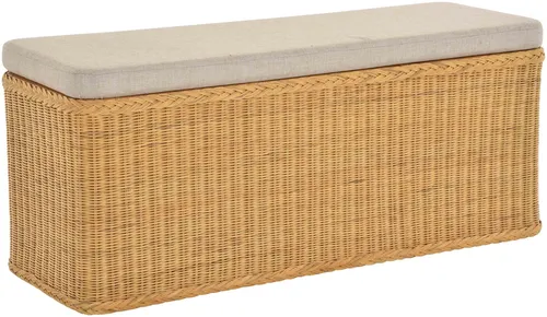 Breiter Rattan Wäschekorb mit Deckel 115 cm (Honig) von Krines Home