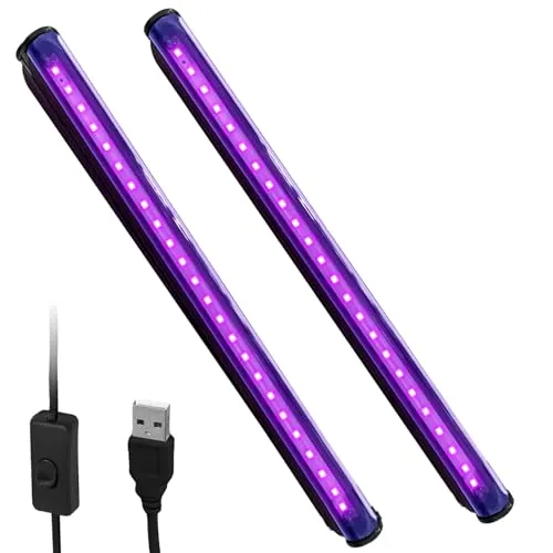 Stück Schwarzlicht-Lampe, UV-LED-Lichtleiste, UV-Licht mit Schalter und Stecker, Röhre, LED-UV-Licht, Schwarzlichtröhre, Ultraviolett für Party, fluoreszierende Malerei, fluoreszierende Posterleiste 2