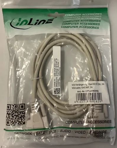 2m VGA Verlängerungskabel Monitor Verlängerung SUB-D 15-Pol