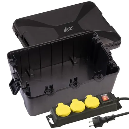 AGT Outdoor Kabelbox: Wetterfeste Steckdosenleiste mit 7 Öffnungen