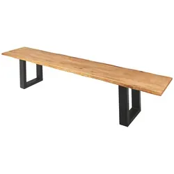 Sitzbank Baumkante 180 cm Eichenholz massiv schwarz Enrico