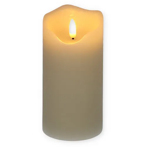 LED Echtwachskerze mit Timer Flackereffekt Echtwachs Kerze Batterie 7,5 x 15 cm
