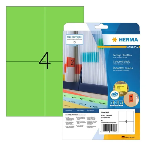 HERMA Universal-Etiketten SPECIAL, 105 x 148 mm, grün in grün von HERMA
