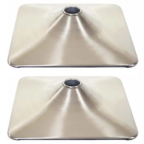 2er-Set Fußplatte für Barhocker und Loungesessel, rechteckig Metall gebürstet Ø 37,5cm