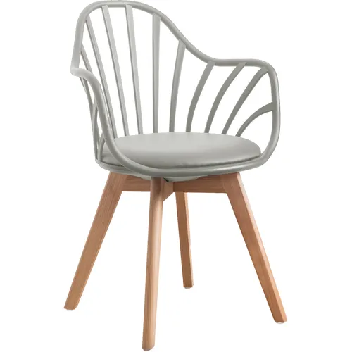 Moderner Esszimmerstuhl im eleganten Design - bequemer Gartenstuhl in 5 Farbvariationen mit gepolsterter Sitzfläche - pflegeleichte Terrassenstühle mit Holzbeinen für den Außen- und Innenbereich, Farbe:Grau, Menge:1 St.