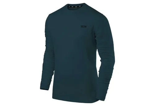TCA Herren Langarm Laufshirt - Blau - Funktionsshirt aus atmungsaktivem Material, ideal für Läufer. Mit Daumenlöchern und QuickDry-Technologie bleibt Ihr Körper trocken und komfortabel. 365 Tage Rückgabegarantie!