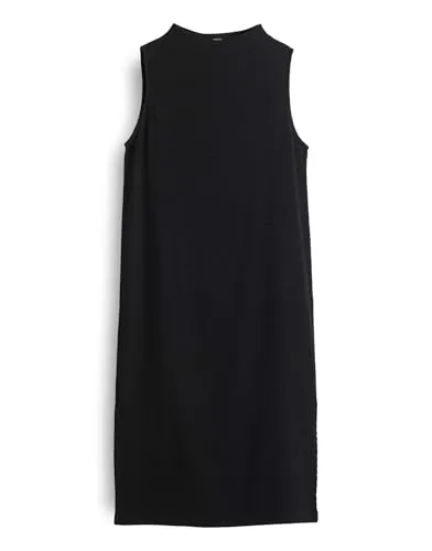 someday Damen Midikleid QHIANA | Strukturiertes Jerseykleid in Black - Freizeitkleider für Damen, aus hochwertigem Recycled Polyester für ein angenehmes Tragegefühl und nachhaltigen Stil.