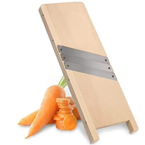 KADAX Krauthobel aus Holz, Gemüsehobel mit scharfen- Edelstahlklingen, Zwiebelhobel, Kohlhobel, Kohlreibe, Raspel, Karrotenreibe, Küchenhobel aus Holz (3 Klingen) Braun
