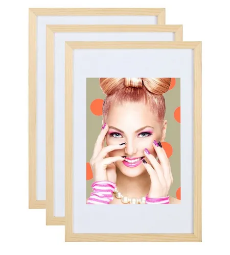 IDEAL TREND Bilderrahmen 3er 5er Set - Elegante Holz-Bilderrahmen für eine stilvolle Wand- oder Tisch-Dekoration. Mit Kunststoffglas und flexibler Aufhängung ideal für individuelle Collagen.