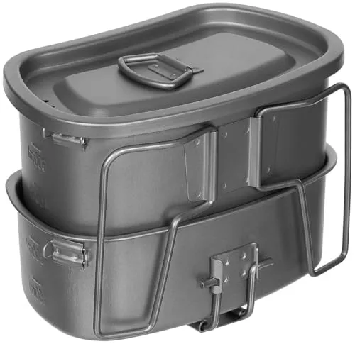 Fox Outdoor Kochgeschirr, Titan, 3-teilig mit Klappgriffen in grau von Fox Outdoor