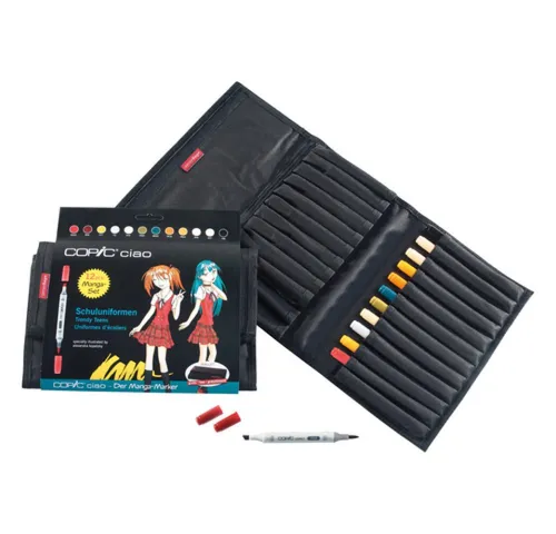 COPIC Ciao 12er Wallet Marker - Ideal für kreative Einsteiger - Schreibutensilien mit 12 leuchtenden Farben, ideal für Skizzieren und Kolorieren. Trocknet schnell, verwischt nicht und ist nachfüllbar für hohe Wirtschaftlichkeit.