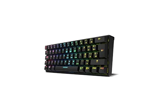 KROM KLUSTER - Mechanische Gaming Tastatur RGB - Mechanische Tastatur im 60% Design mit RGB-Hintergrundbeleuchtung und Bluetooth 5.0. Ideal für Gamer, die Mobilität und Stil schätzen. Kompatibel mit Windows, Android, iOS und macOS.