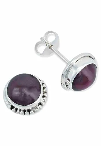 Ohrstecker 925 Silber Granat roter Stein Edelstein Ohrringe echt Silber Damen Sterling Silber Stecker Geschenk(MOS-018-02)