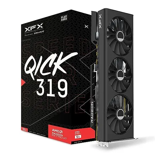 XFX Speedster QICK 319 Radeon RX 7700 XT Grafikkarte - Grafikkarte mit 12GB GDDR6, ideal für Gaming in 4K und VR, bietet hohe Leistung mit einem Boost von 2599 MHz.