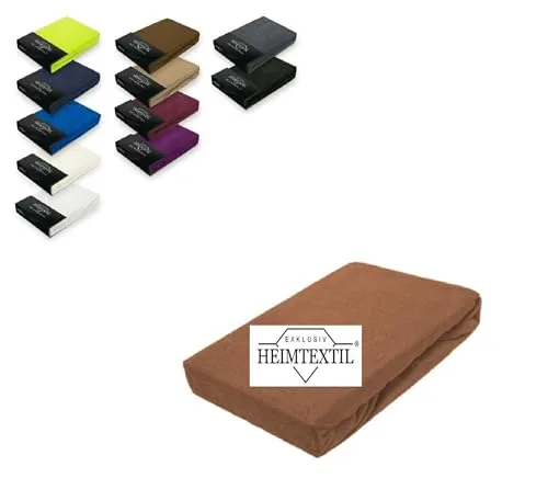 Exklusiv Heimtextil Frottee Spannbettlaken 180-200 x 200 cm - Hochwertiges Spannbetttuch aus 80% Baumwolle, 20% Polyester, Öko-Tex zertifiziert. Mit Rundumgummizug für perfekten Sitz und faltenfreie Oberfläche, ideal für Matratzen bis 25 cm Höhe.