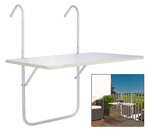 Balkonhängetisch Gartentisch Balkontisch Hängetisch Tisch 40x60 cm weiss Neu