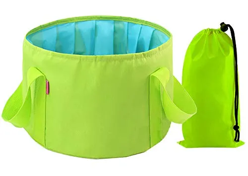 VKI® Falteimer Faltschüssel, Faltbare Wasch-Schüssel, Wasserkanister, Falt-Spülbecken, für Camping Angeln Party Garten, 15L Grün