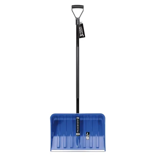 FORTENA Große Schneeschieber 55 cm - Schneeschaufel mit leichtem Stahlstiel Blau - Kunststoff Schneeräumer mit Aluprofilkante