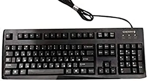 CHERRY G83-6104, Kabelgebundene Tastatur für Industrieanwendungen, US-/Kyrillisches Layout (QWERTY), Abriebfeste Tasten, Leicht zu Reinigen, Schwarz
