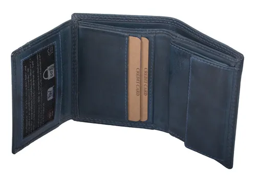 GlücksNugget Geldbörse Echtleder Kombibörse, blau