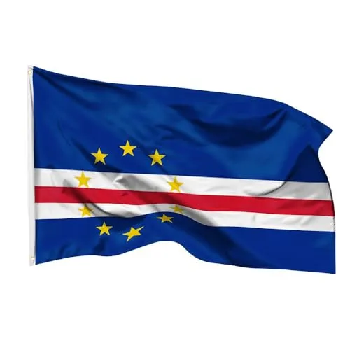 PHENO FLAGS Kap Verde Flagge 90x150 cm – Wetterfeste Nationalflagge aus Polyester mit Doppelnaht & Metallösen