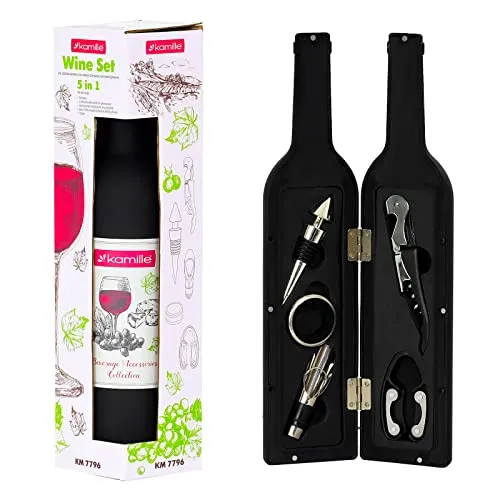 Weinzubehör 5 tlg. Korkenzieher Weinset Weinöffner Design Wein Geschenkset Weinaccessoires Geschenk Weinausgießer Kellnermesser