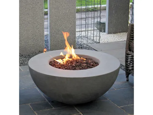 Elementi Gas Feuerstelle Ätna – Faserbeton in Betonoptik grau - Feuerschalen: Hochwertige Gas Feuerstelle mit Druckminderer für gemütliche Abende im Freien und modernes Design.