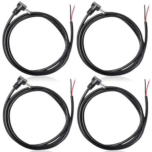 4er Pack DC Verlängerungskabel 5.5 mm x 2.1 mm, 90° Grad Gleichstrom Verlängerungskabel, 12V Anschlusskabel für Überwachungskameras, LED Streifen, CCTV Sicherheitskamera IP Kamera