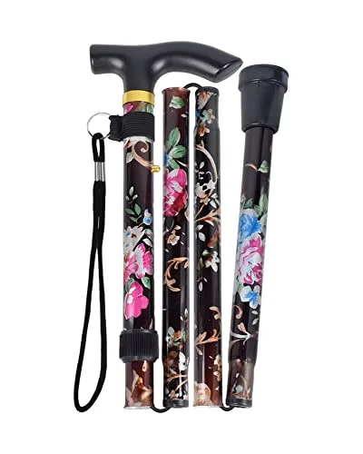 SPDYCESS Klappbarer Gehstöcke aus Aluminium, Buntes Blumenmuster Wanderstock Faltbar, Leicht Tragbare Spazierstock für Herren Damen Trekking Camping