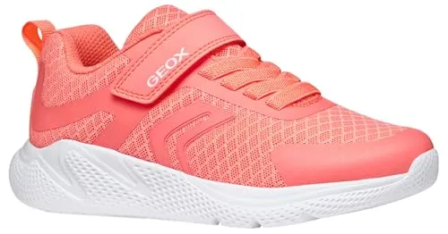 Geox J SPRINTYE Girl A Sneaker - Fluo Coral, 28 EU - Sneaker für Mädchen, atmungsaktiv und ideal für aktive Kinder, die Komfort und Stil suchen.