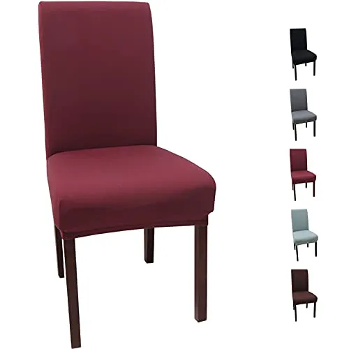 YUNSHANGHE Universal Stretch Stuhlhussen 6er Set, Abnehmbare Elastische Moderne Beschützer Stuhlbezug, Esszimmer überzug Bi-Elastic Spannbezug, Stuhlüberzüge für Bankett Hochzeit Partys Deko (Rot)