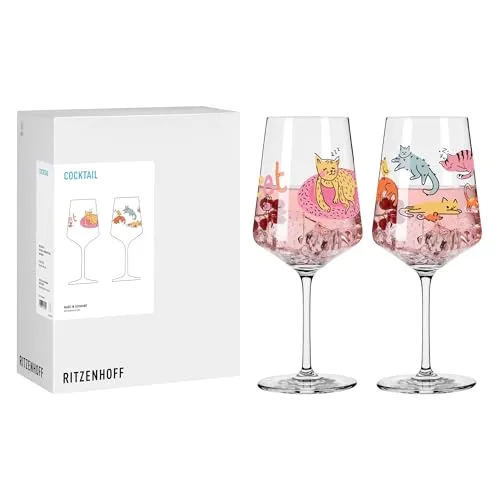 RITZENHOFF 8106003 Cocktail-Glas Set mit Katzenmotiv von Ritzenhoff