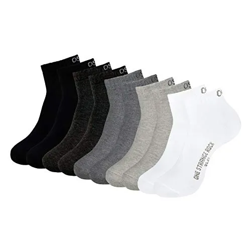 ONE STRANGE ROCK Quarter Socken Kurzsocken Herren Damen 5, 10, 15, 20, 30 Paar, Farbe:Schwarz/Grau/Weiß - 5er Pack, Größe:43-46, Artikel:-801 grey rainbow