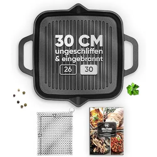 GUSSKÖNIG Grill-Feuerpfanne 30 cm - Pfannen, Ø 30 cm, ideal für saftige Grillgerichte und gleichmäßige Wärmeverteilung