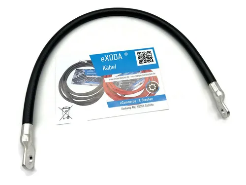 eXODA 50 mm² M10 M8 Batteriekabel, Schwarz (50 cm) - Hochwertiges 50 mm² Batteriekabel mit 99% Kupferanteil für optimale Leitfähigkeit. Ideal für Autos, Boote und Motorräder, hitzebeständig bis 70°C und einfach zu installieren.