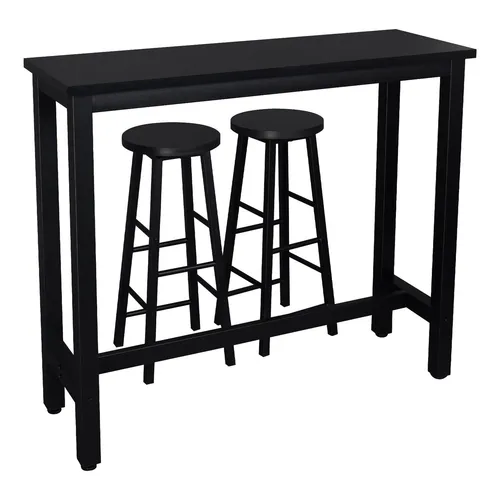 1xBartisch+2xBarhocker Bistrotisch Stehtisch Partytisch MDF Metall BT17sz+BH130