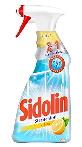 Sidolin Zitrus 500ml - Leistungsstarker Glasreiniger - Reinigungsmittel mit frischem Zitrusduft, entfernt mühelos Schmutz und sorgt für streifenfreien Glanz auf Glasflächen.