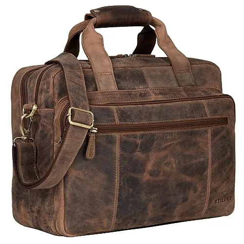 STILORD 'Experience' Vintage Lehrertasche - XL Leder Aktentasche für Lehrer und Studenten - Aktentaschen mit durchdachter Innenaufteilung und herausnehmbarer Laptophülle für 14 Zoll Notebooks. Ideal für Geschäftsreisen, Klassenfahrten und den Alltag.