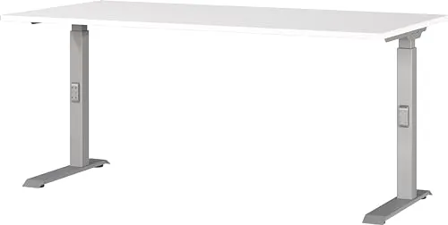 Germania Schreibtisch Mailand, höhenverstellbar in Weiß - Kinderschreibtisch, manuell höhenverstellbar mit Click-System für ergonomisches Arbeiten. Robuste E1-Qualitäts-Spanplatte und bis zu 80 kg belastbar.