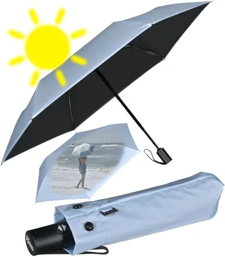 iX-brella Mini Sonnen-Regenschirm mit Auf-Zu-Automatik in blau von iX-brella
