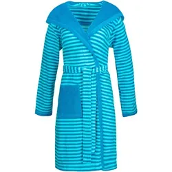 Esprit Damenbademantel Striped Hoody - Kurzform mit Kapuze - Bademantel für Sauna & Spa, aus 80% Baumwolle, mit gestreiftem Design und praktischen aufgesetzten Taschen. Ideal für entspannte Stunden zu Hause oder im Hotel.