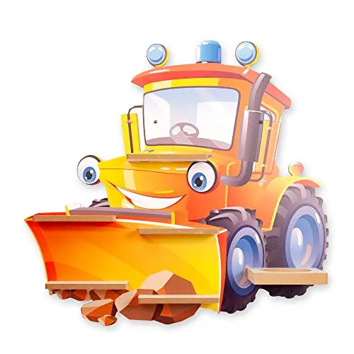 Regal „Fröhlicher Bagger“ für Toniebox und Figuren - Bezauberndes Kinderzimmerregal mit fröhlichem Design, inkl. 40 Metallplättchen für sichere Befestigung der Tonies. Hochwertige Verarbeitung