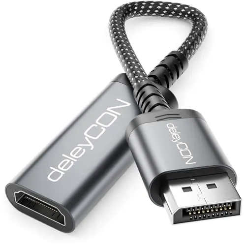 deleyCON 4K DisplayPort zu HDMI Adapter (Für HDMI Monitor/TV/Beamer)